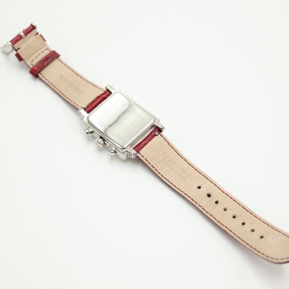 Michael Kors Silver Tone Square 33mm MOP Chronograph Watch Red Alligator Strap main image 4